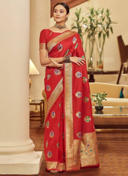 Red Colour Rajyog Anubhuti Weaving Heavy Festive Wear Silk Latest Designer Saree Collection 5604
